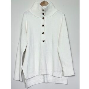 Ann Taylor - Waffle Button Tunic Sweater - Ecru | L